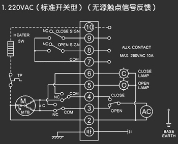 220VAC標準開關型<a href='http://m.pllemiao.cn/Product/diefa/diandongdiefa/' target='_blank'>電動<a href='http://m.pllemiao.cn/Product/diefa/' target='_blank'>蝶閥</a></a>接線圖