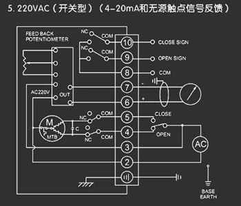 220VAC開關型<a href='http://m.pllemiao.cn/Product/diefa/diandongdiefa/' target='_blank'>電動<a href='http://m.pllemiao.cn/Product/diefa/' target='_blank'>蝶閥</a></a>接線圖