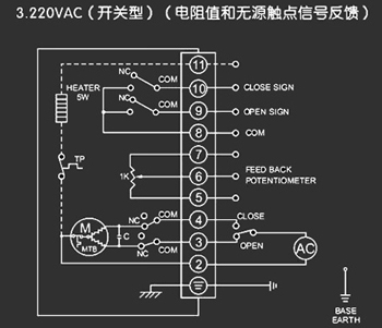 220VAC開關型<a href='http://m.pllemiao.cn/Product/diefa/diandongdiefa/' target='_blank'>電動<a href='http://m.pllemiao.cn/Product/diefa/' target='_blank'>蝶閥</a></a>接線圖